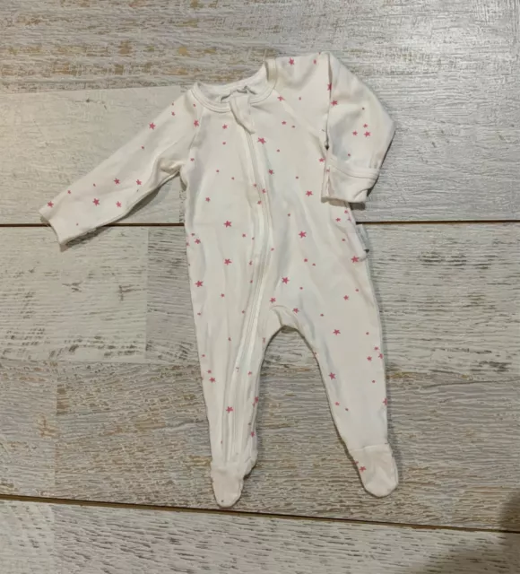 PUREBABY Baby girl  sz 0-3 mths allinone Onepiece  zippy ORGANIC  COTTON