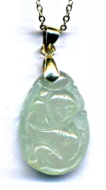 JADE PENDANT,  natural hand carved very rare WHITE JADE star sign NECKLACE