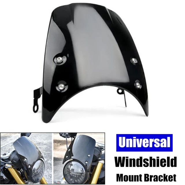 Motorcycle Bike Round Headlight Fairing & Windshield Screen Cover Mount Bracket