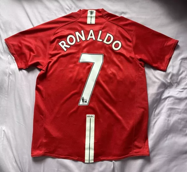 Rare Original Manchester United Home Football Shirt 2007/09 Ronaldo #7 - Large