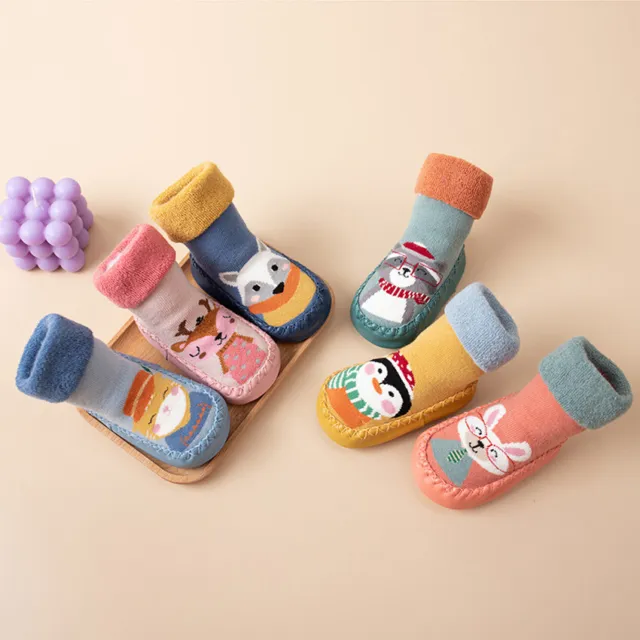 Baby Anti-slip Floor Socks Fuzzy Shoes Cartoon Slippers Outdoor Kids Toddler