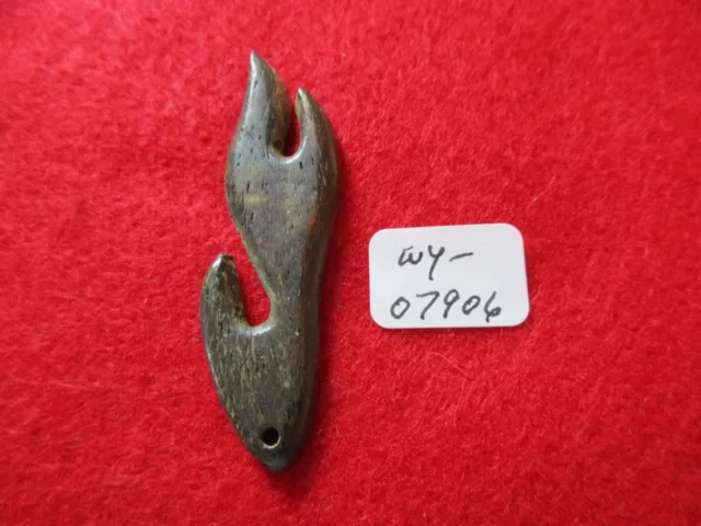 Northwest Coast Moose Antler Hook Carving, Hand Carved Pendant,   Wy-0923*07906