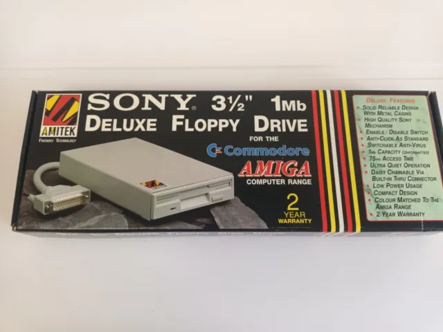 Amitek Sony Commodore Amiga external Disk Floppy drive 1mb *Boxed & Unused* 1994