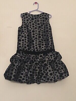 Marks and Spencer Girls Grey Mix Polka Dot Dress 6-7 Years