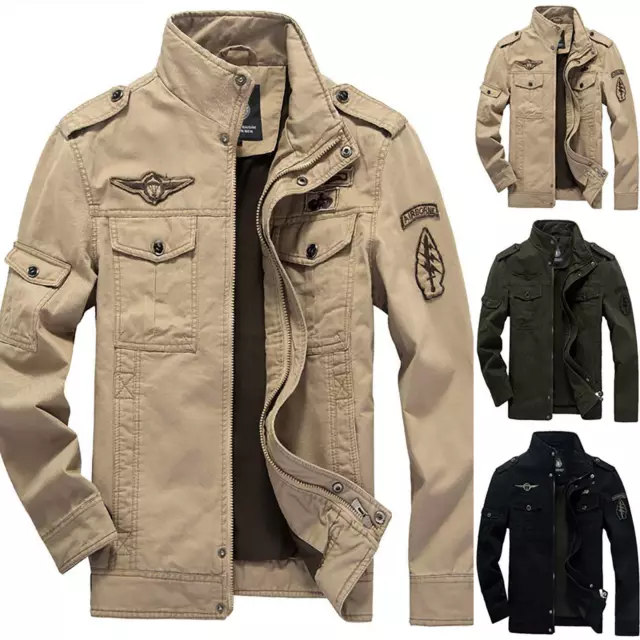 DE Herren Übergröße Cargo Jacken Arbeitsjacke Outwear Tops Slim Übergangs M-5XL.