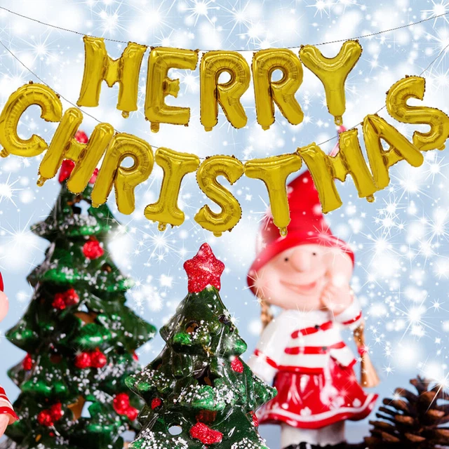 2 Sets Frohe Weihnachten-Banner Weihnachtliche Mylar-Ballons Partybedarf