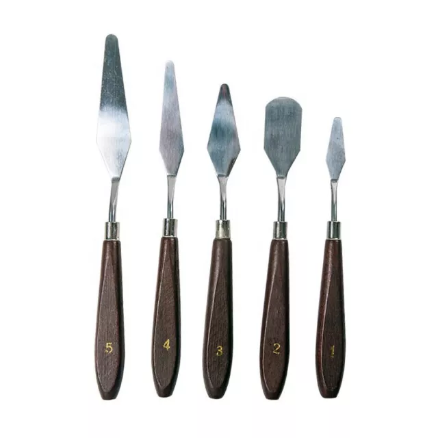 Madera Manejado Acero Inoxidable Pintura & Paleta Cuchillo Surtido Set De 5