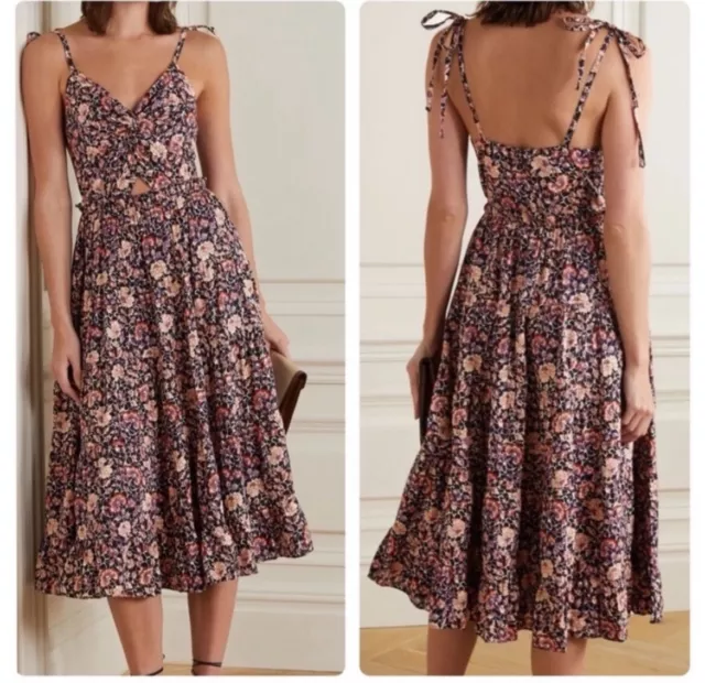 Ulla Johnson Kali Knotted Cutout Floral Midi Dress Size Medium/6