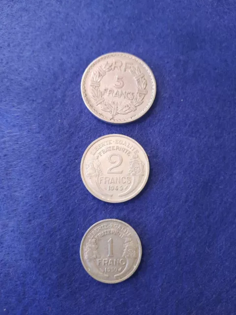 Frankreich 5 Francs 1947 2 Francs 1945 1Francs 1950