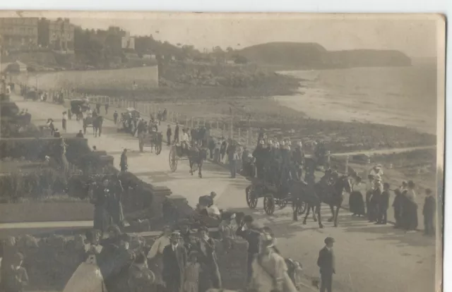 Clevedon Somerset  Fire Brigade In Parade People On Front  1909 Postcard Photo