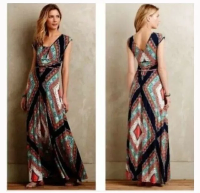 Anthropologie Maeve Verda Geometric Kaleidoscope Long Maxi Dress Size L