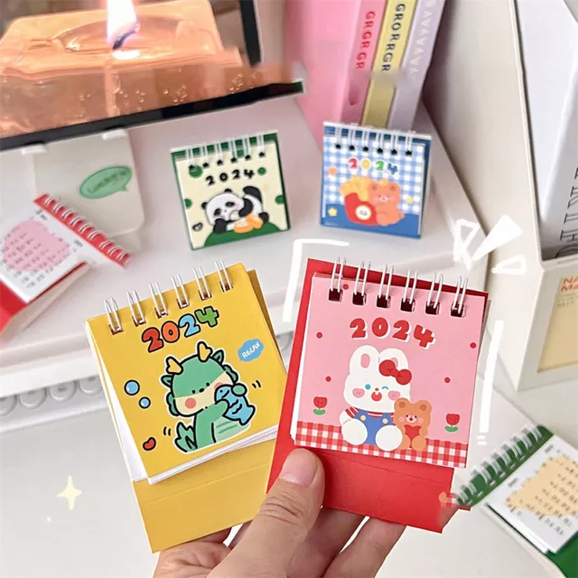 2024 Kawaii Desk Calendar Cartoon Cute Animal Mini Desktop Note Coil Calen^:^