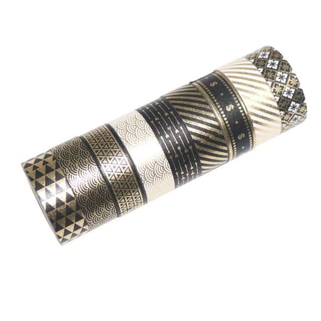 9 rollos Washi-Tape hacer tú mismo fiesta de Navidad cinta de regalo negro