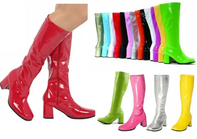 NEW MENS FANCY DRESS PARTY GO GO BOOTS 60s 70s 80s DISCO RETRO PLUS SIZE UK 9-12