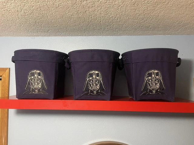 3 Pottery Barn Kids Star Wars Blue Darth Vader Tote Bin Basket Handles 3 Pottery Barn Kids Star Wars Blue Darth Vader Tote Bin Basket Handles