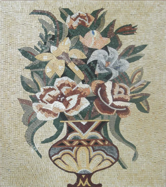Bouquet Vase Arqué Tendre Pierre Art Mix Home Decor Mur Mosaïque De Marbre