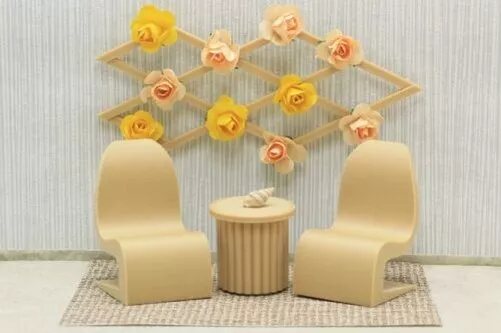 Bien Roulée Chaise Set - Maison de Poupées Miniature 1:12 Meubles - 3D Pr