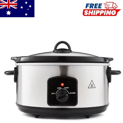 5L Slow Cooker Stainless Steele Dishwasher Safe Overheat Protection Easy To Use*