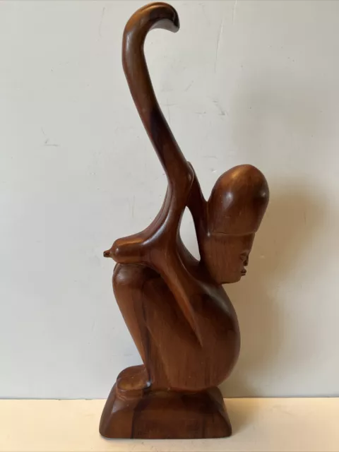 Vintage Unique Hand Carved Wooden Nude Woman Figurine Abstract Carving 16” Tall.