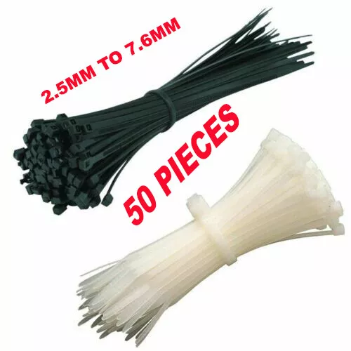 Nylon Plastic Cable Ties Extra Large Long & Wide Black & white wrap zip Ties UK