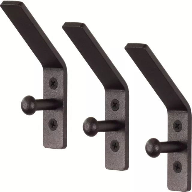 Black Handmade Wrought Iron Wall Mounted Hooks Set of 3