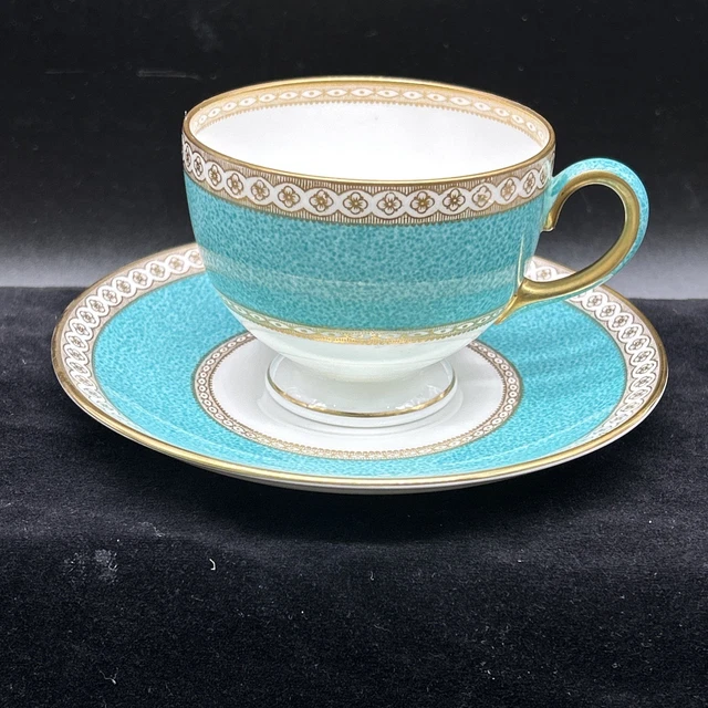 Service à Café Wedgwood England - Modèle Ulander Powder Turquoise - 21 Pièces Pour 6 Personnes - Occasion