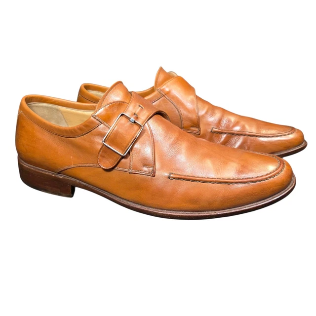 Bally Mens 9.5 Brown Regan Monk Strap Mox Toe Shoes Made In‎ Italy Styleflex The Turan Brown Woven Double Monk Strap Dress Men Shoe  main image 4