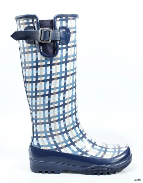 PERRY Top-Sider navy blue size 5 plaid fleece-lined SNOW RAIN BOOTS Pelican new