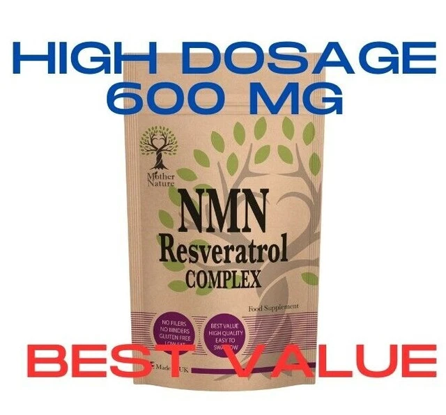 NMN CAPSULES 600MG NMN Resveratrol Nicotinamide Certified 99% DNA ...