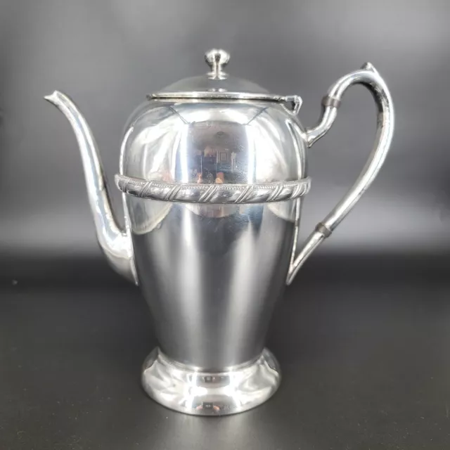Academy Silver On Copper  Antique Serving Teapot 114 Tea Coffee Pot Decor 8"