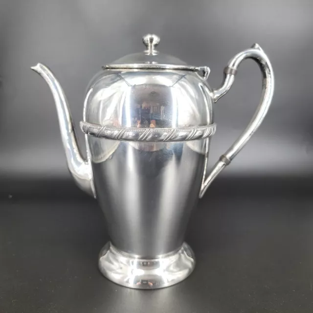 Academy Silver On Copper Serving Teapot  Antique 114 Tea Coffee Pot Decor 8"