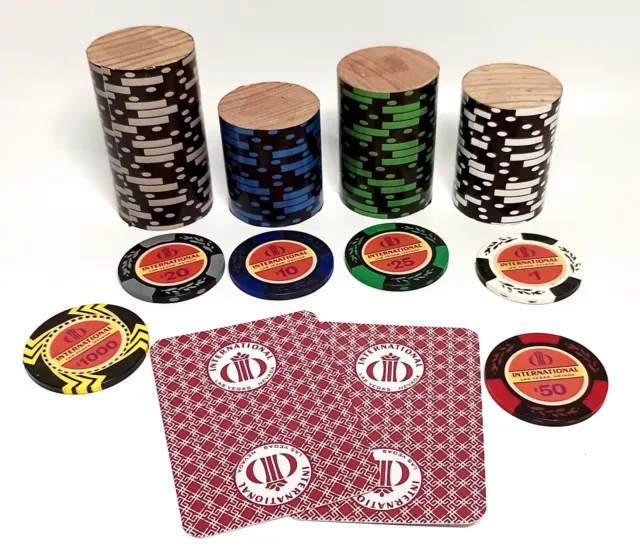 Elvis 2022 Movie Film Prop Casino Chips, Wooden Stacks & Playing Cards Tom Hanks