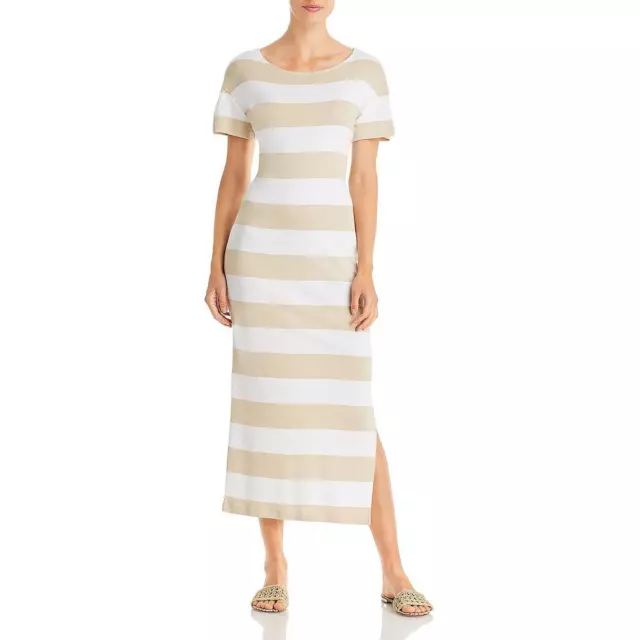 Three Dots Womens Striped Crewneck Summer Wear Maxi Dress BHFO 1071