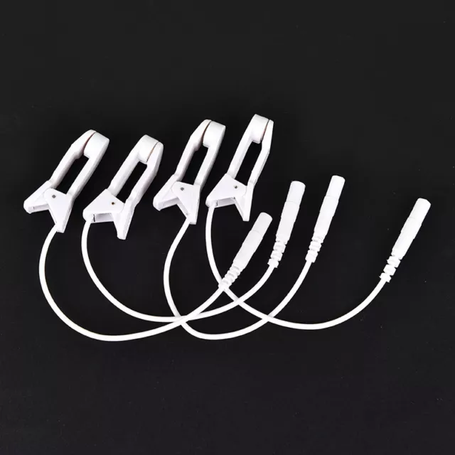 2pcs 2.0mm ear pain relief clip tens electrode lead wire connecting cable.FR