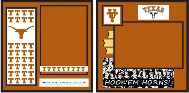 "Universidad de Texas, diseño de álbum de recortes de 2 páginas, álbumes de recortes uniformados 8x8"