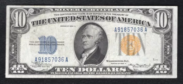 Fr. 2309 1934-A $10 Ten Dollars “North Africa” Silver Certificate About Unc