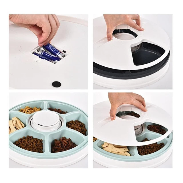 Automatic Programmable Cat Pet Feeder 6x128ml Meal Timing Voice Record Meal Call 3