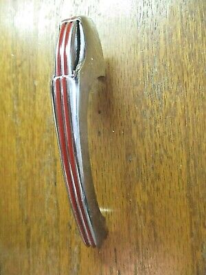 Amerock ED9400 1940 Cabinet Door Latching Pull Handle Chrome 2 Red Lines MCM Vtg