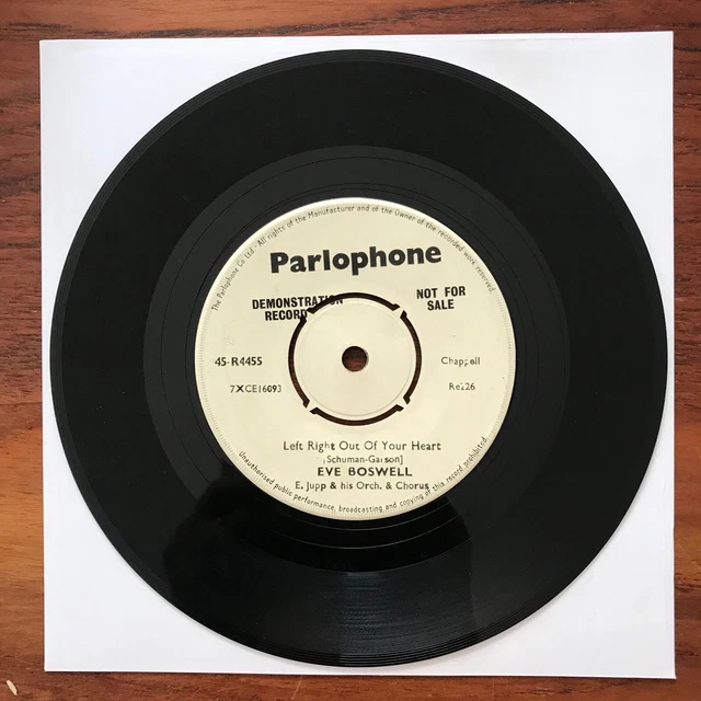 VINYL EVE BOSWELL Left Right Out Of Your Heart DEMO PARLOPHONE 45R4455 UK 7” 45