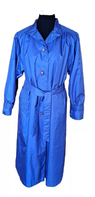 CHIANGO FLEET STREET Trench Coat Womens 10 Deep Blue Shiney Rain