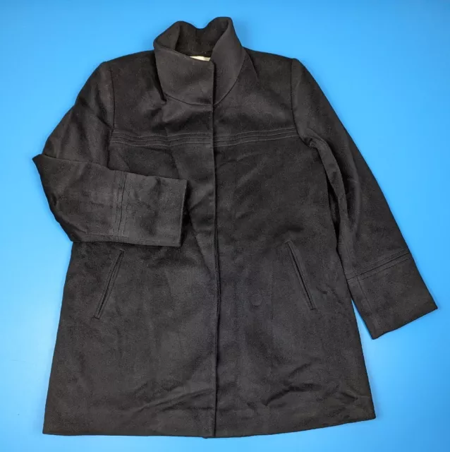Fleurette Loro Piana 100% Wool Black Coat Jacket Button Closure Women's USA 12