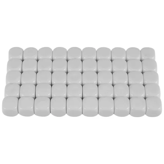 50 Pack 16MM Blank White Set Acrylic Rounded D6 Cubes for Game,Pa E9I6