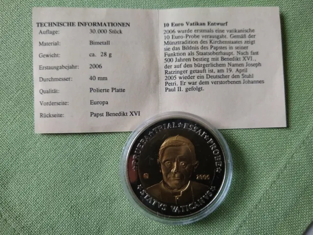 VATIKAN 10 Euro Entwurf 1996  "Papst Benedikt XVI "  PP