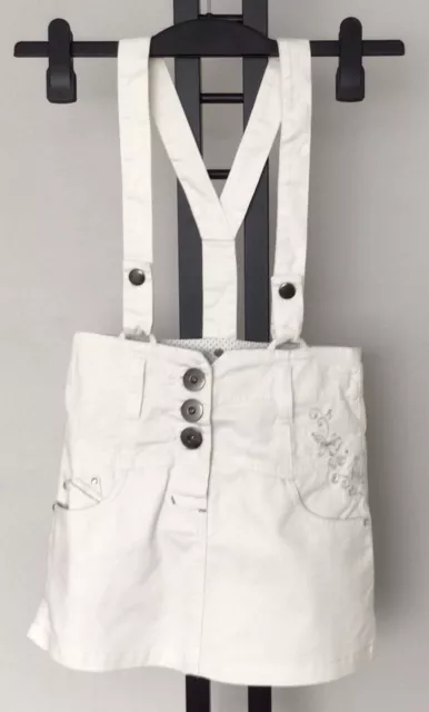 Little Girls White Denim Dungarees Dress Next Age 8 Sparkly