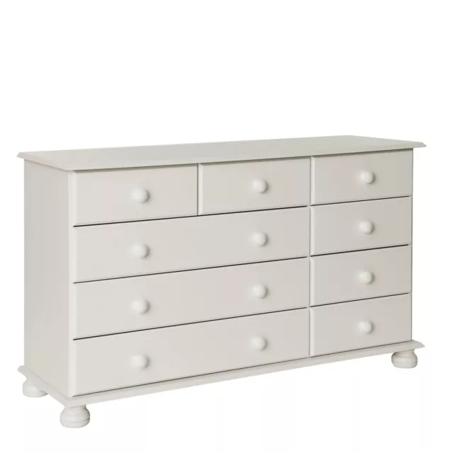 Chest of Drawers White Wooden with 2+3+4 Drawers Bun Feet Classic Style Cabinet