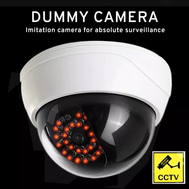 MaximalPower Fake CCTV Security Dummy Dome Camera w/ Red LED Light for Home Lot 2