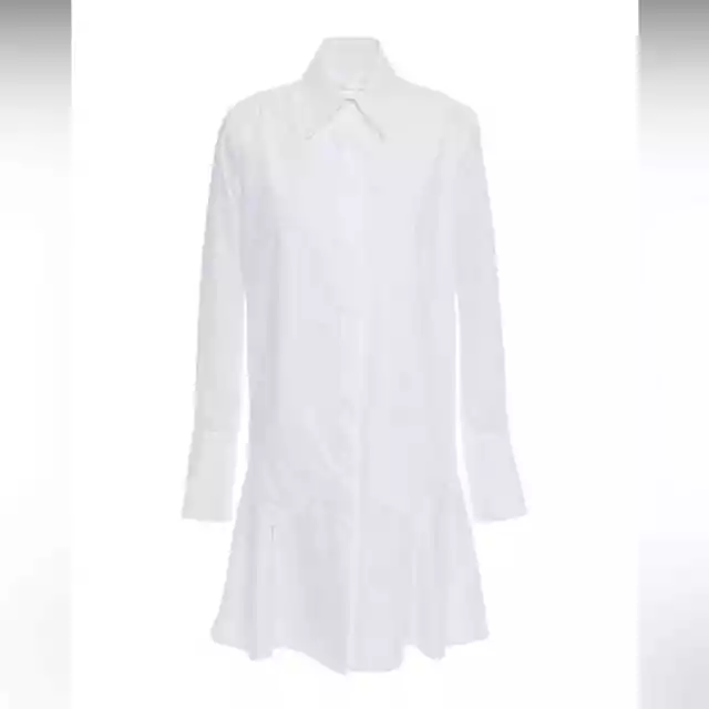 VICTORIA BECKHAM Women's Fluted cotton-jacquard mini shirt dress White 0 3