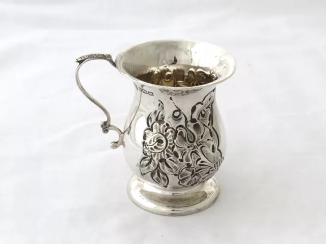 Ornate Solid Sterling Silver Christening Mug / Childs Mug Sheffield 1904