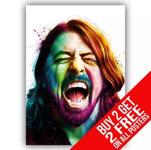 Dave Grohl Foo Fighters Poster Art Print A4 A3 Size - Buy 2 Get Any 2 Free