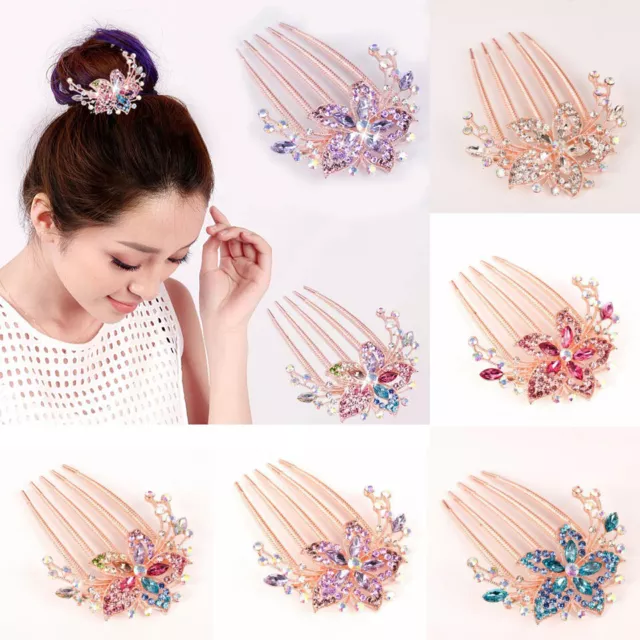 Hair Elegant Hairpin Comb Hot Inlaid Rhinestone Headwear Accessory Flower